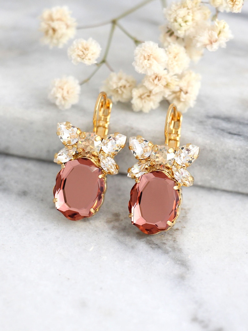 Blush Earrings Bridal Silver Blush Earrings Blush Drop Etsy