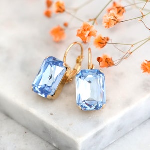 Blue Drop Earrings, Aquamarine Drop Earrings, Bridal Blue Earrings, Light Blue Crystal Earrings, Gift For Her, Bridesmaids Blue Earrings image 2
