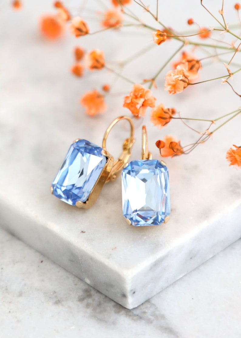 Blue Drop Earrings, Aquamarine Drop Earrings, Bridal Blue Earrings, Light Blue Crystal Earrings, Gift For Her, Bridesmaids Blue Earrings image 2