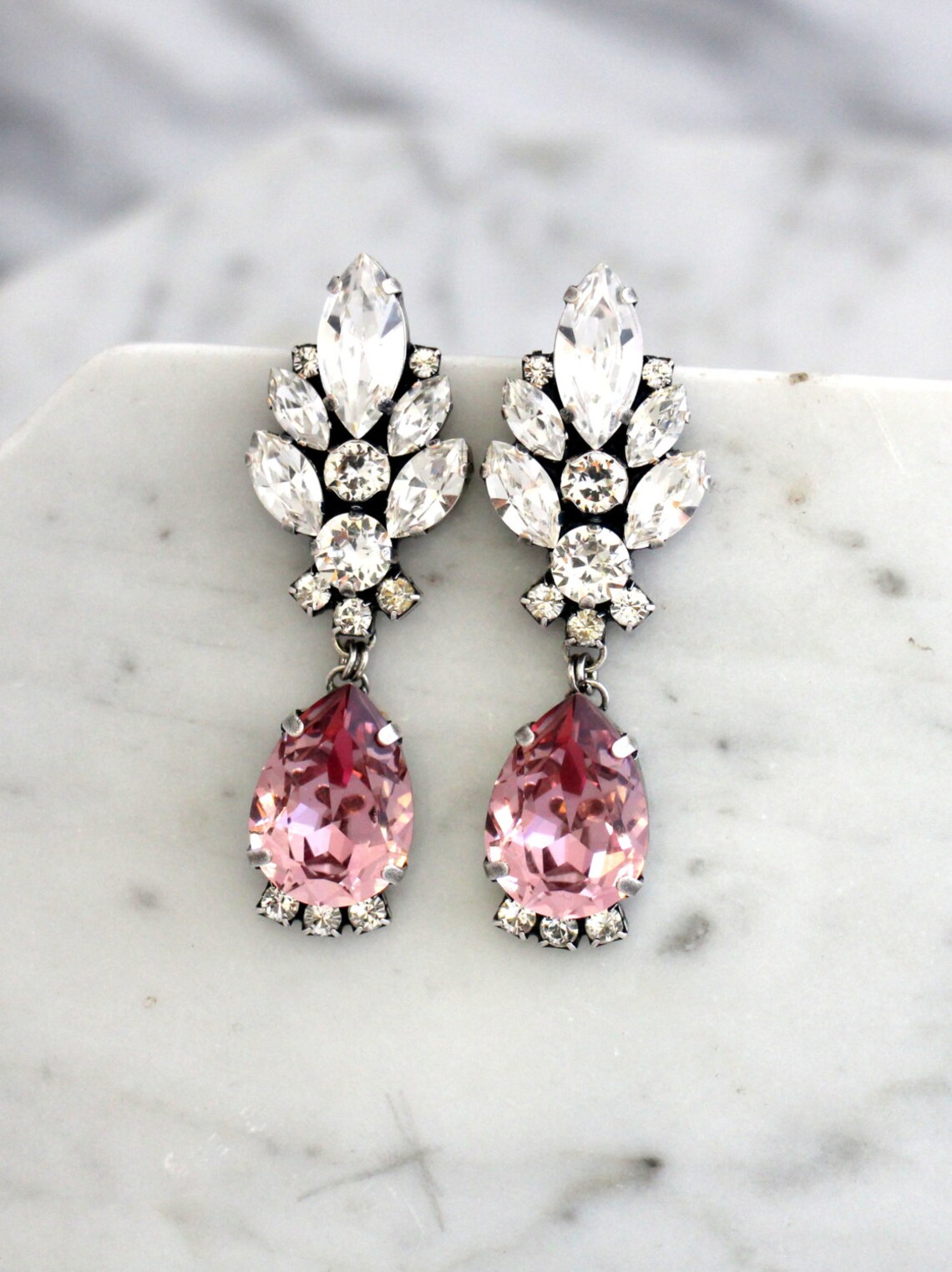 Blush Chandelier Earrings Blush Pink Long Earrings Bridal Etsy Israel