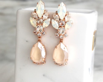 Bridal Earrings, Ivory Drop Earrings, Bridal Cream Beige Earrings, Ivory Cream Gold Chandelier Earrings, Bridal Ivory Crystal Gold Earrings