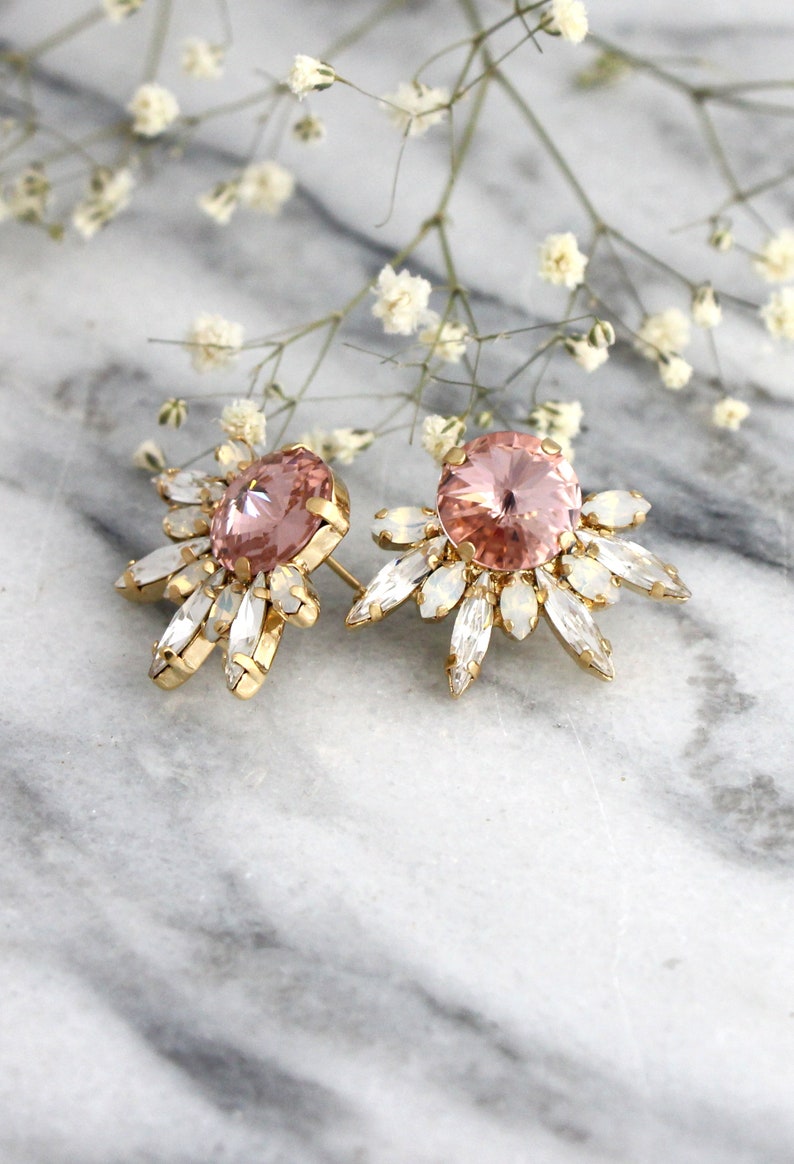 Blush Earrings Bridal Blush Earrings Bridal Earrings Etsy
