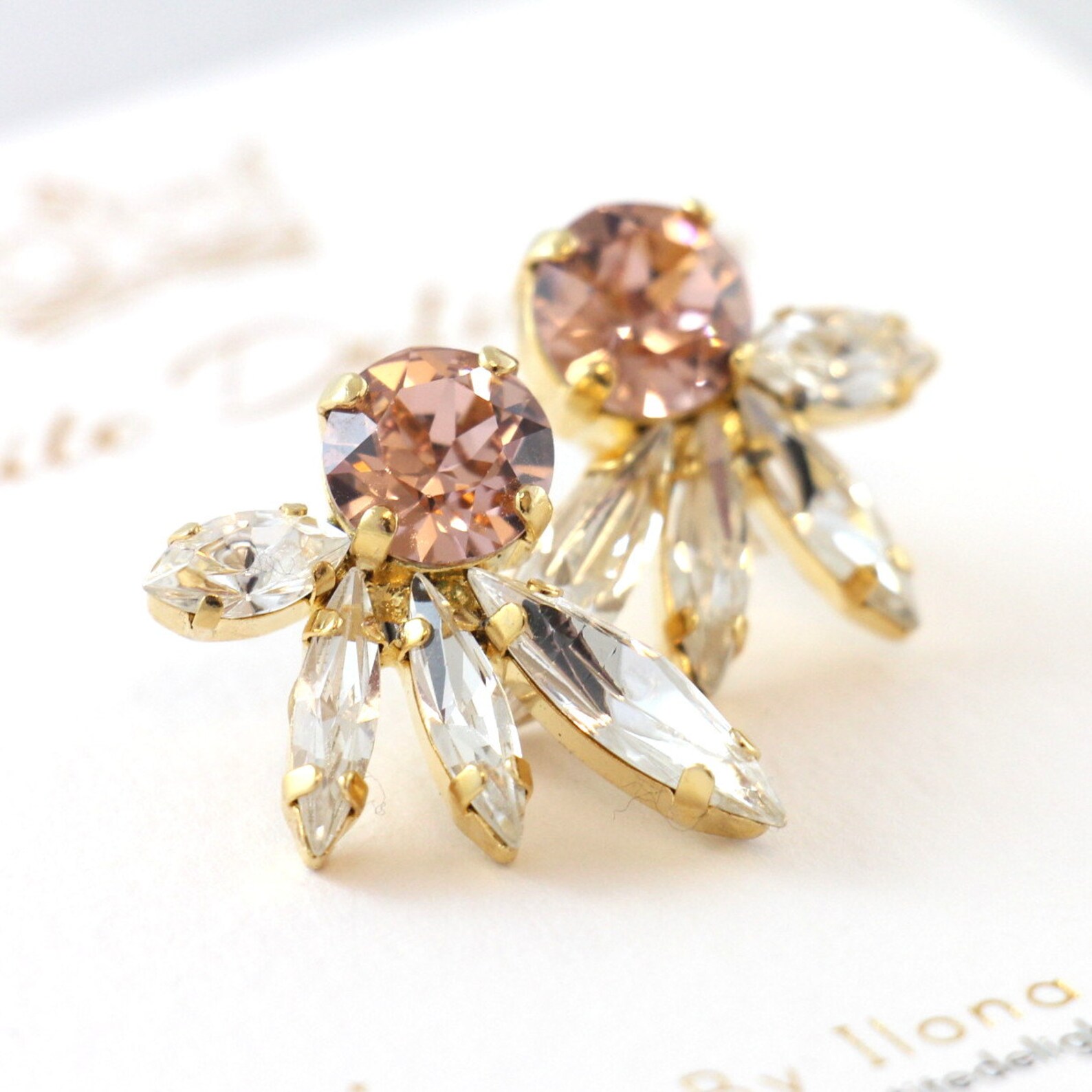 Blush Pink Crystal Earrings blush Pink Earrings Bridal Etsy