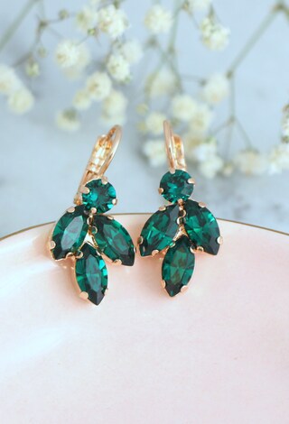Orecchini Pendenti Vintage Verde Scuro A Goccia Con Cristalli – Boho Per Donne