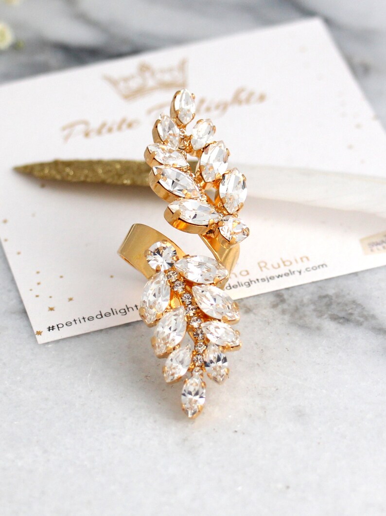 Cocktail Crystal Ring Statement Crystal Ring Crystal Gold Etsy