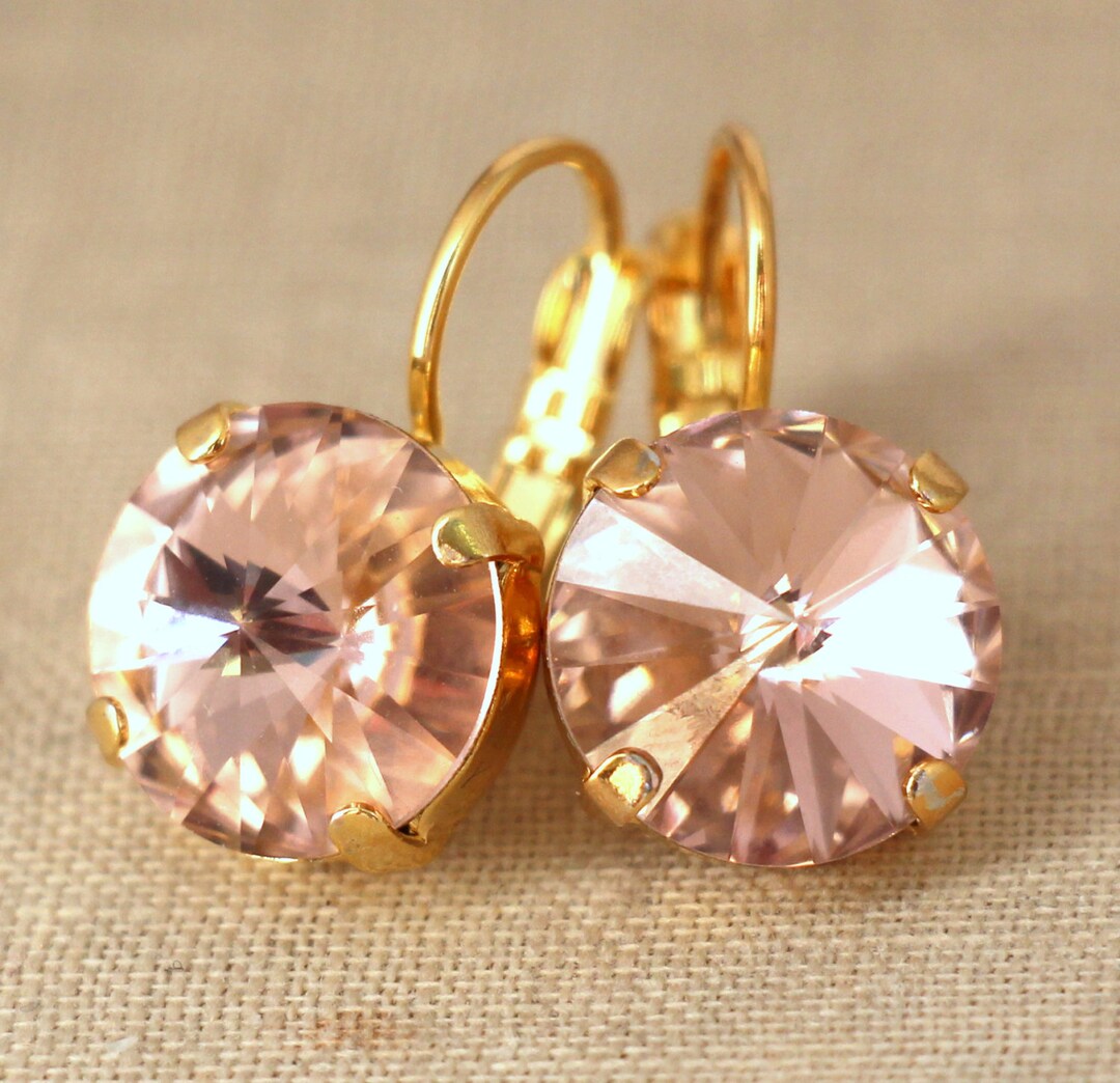 Blush Drop Earrings Blush Pink Earrings Swarovski Crystal Earrings