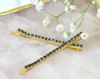 Bridal Hair Pin, Bridal Something Blue, Crystal Blue Bobby Pin, Navy Blue Bobby Pins, Wedding Hair Jewelry, Crystal Blue Bridal Hair Jewelry