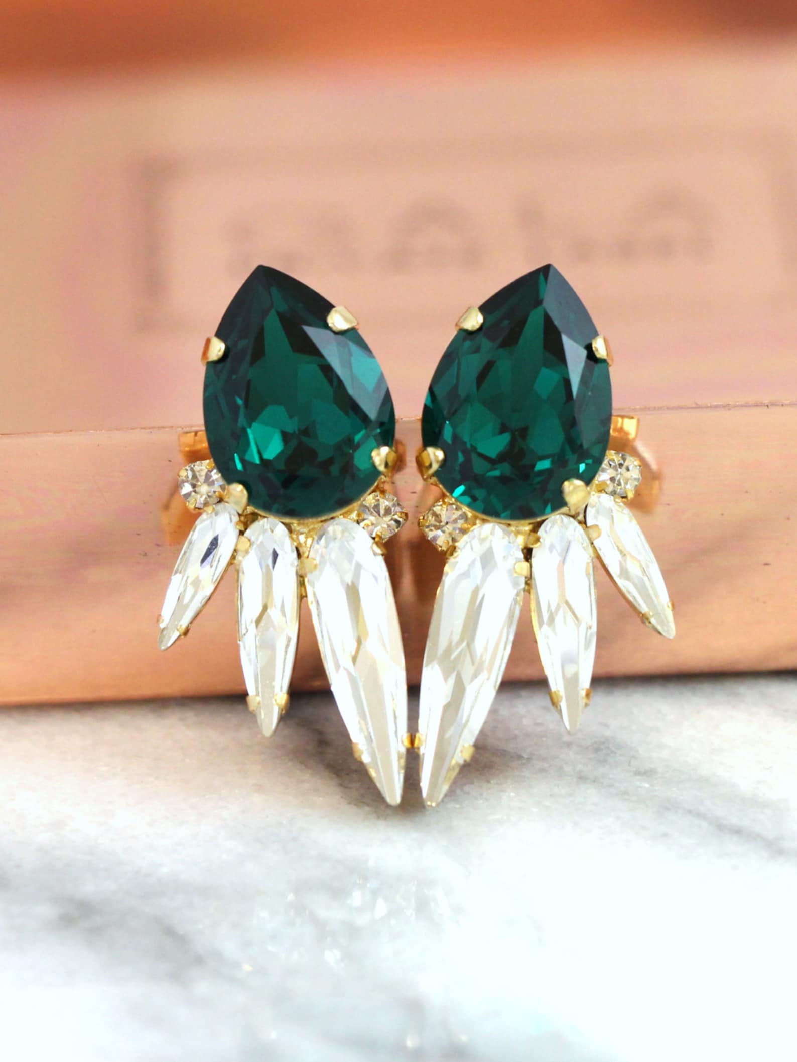 Emerald Earrings Emerald Green Stud Earrings Emerald Etsy