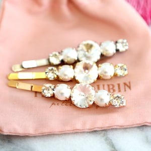 Bridal Hair Pin, Bridal Crystal Hairpin, Bobby Pin, Clear Crystal Hair Pins, Wedding Pearl Hair Jewelry, Pearl Crystal Bobby Pin