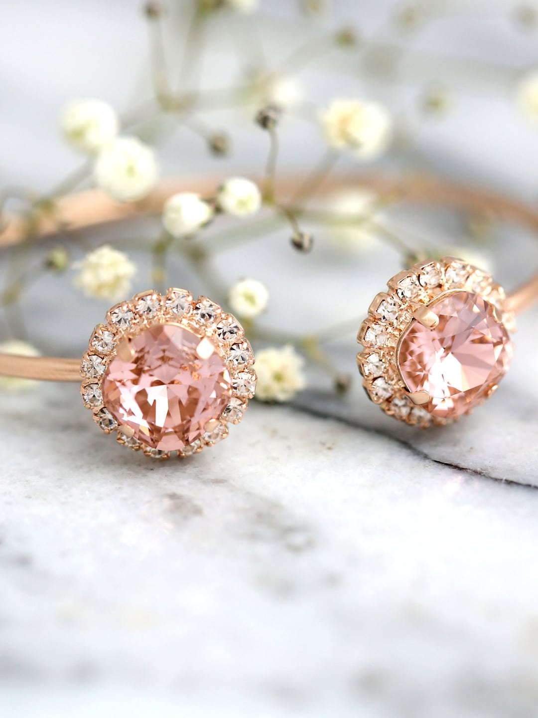 Blush Bracelet, Bridal Bracelet, Bridal Rose Gold Bracelet