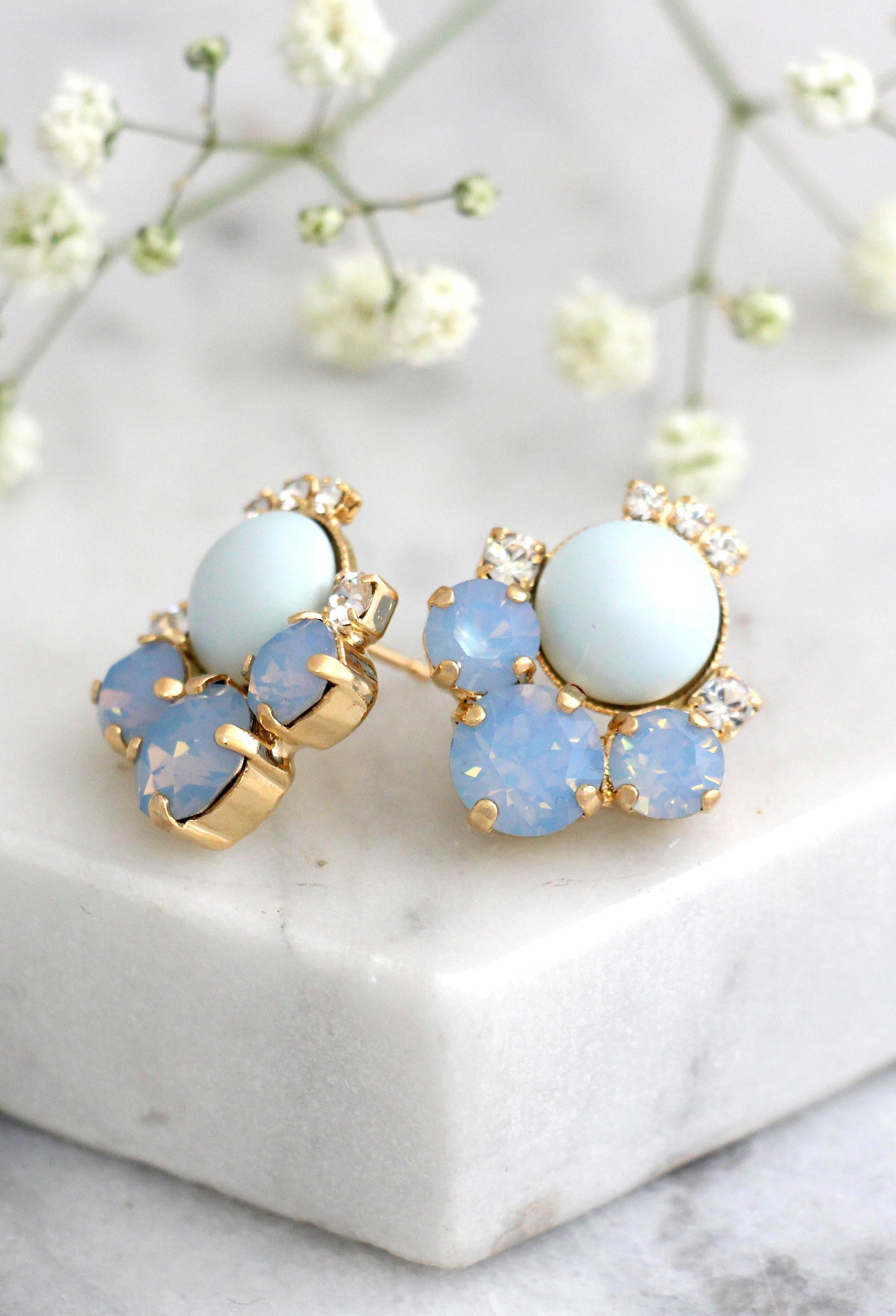 Blue Earrings Blue Sky Earrings Bridal Powder Blue Earrings Etsy