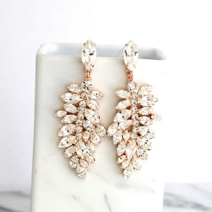 Bridal Chandelier, Bridal Long Crystal Earrings, Boho Chic Crystal Earrings, Bridal Vintage Earrings, Crystal Chandelier Earrings image 1