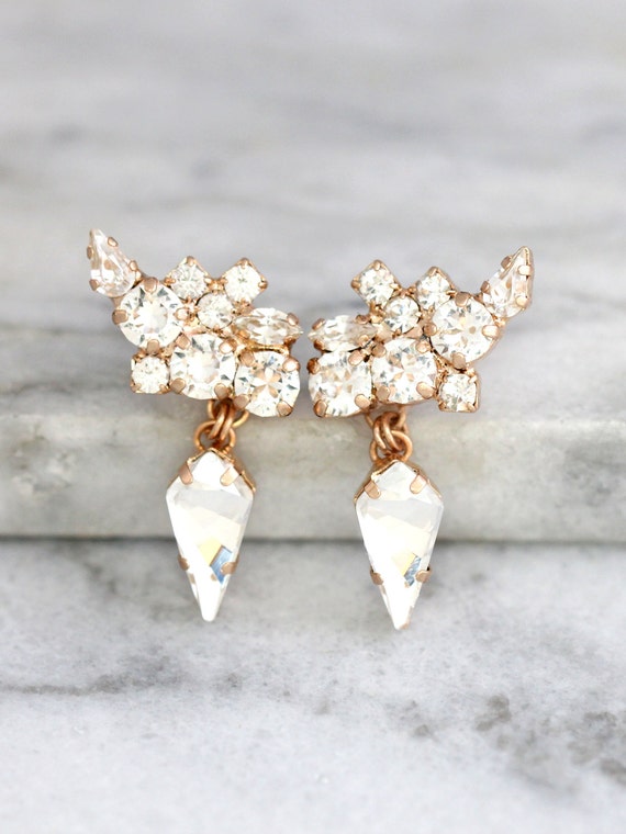 Orecchini A Rampicante Con Cristallo Boemia, Stile Boho Chic, Colore Oro, Per Donne E Ragazze