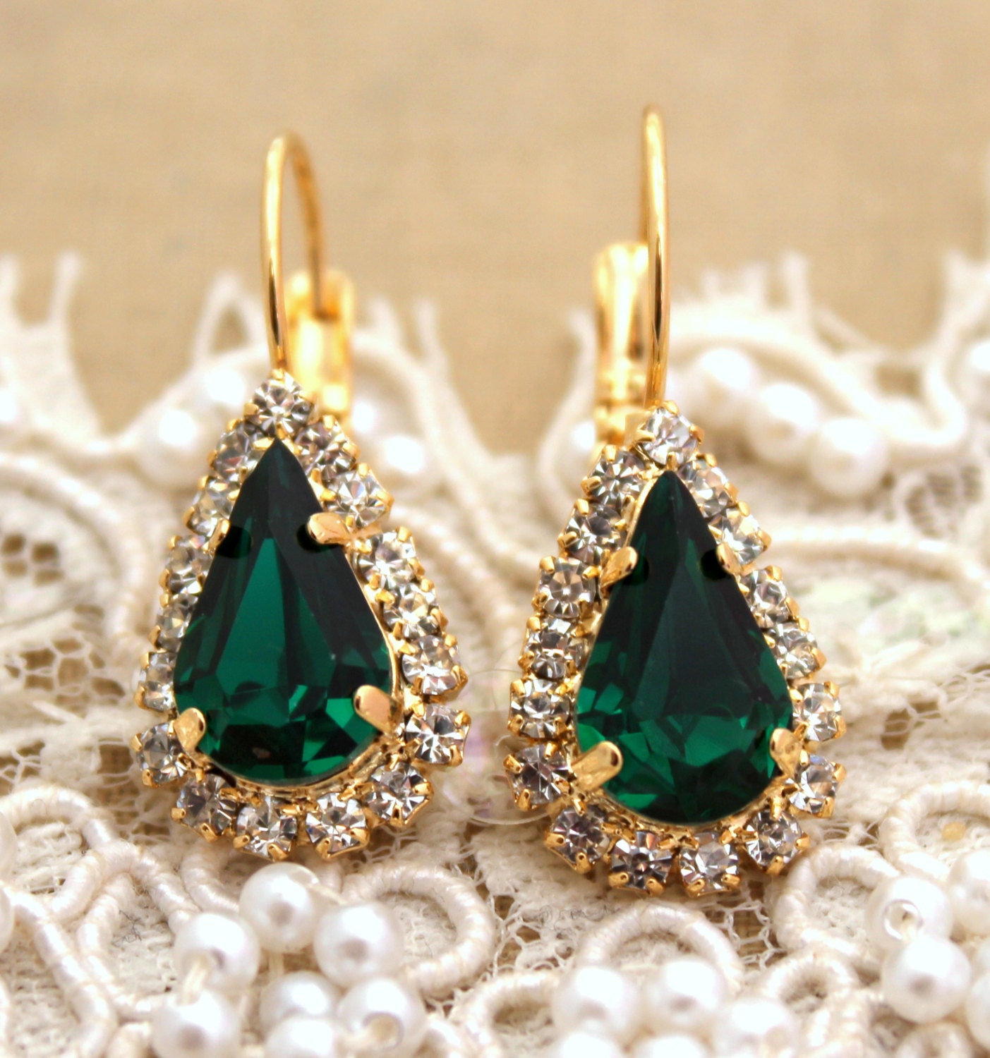 Emerald Earrings Emerald Drop Earrings Emerald Bridal Etsy