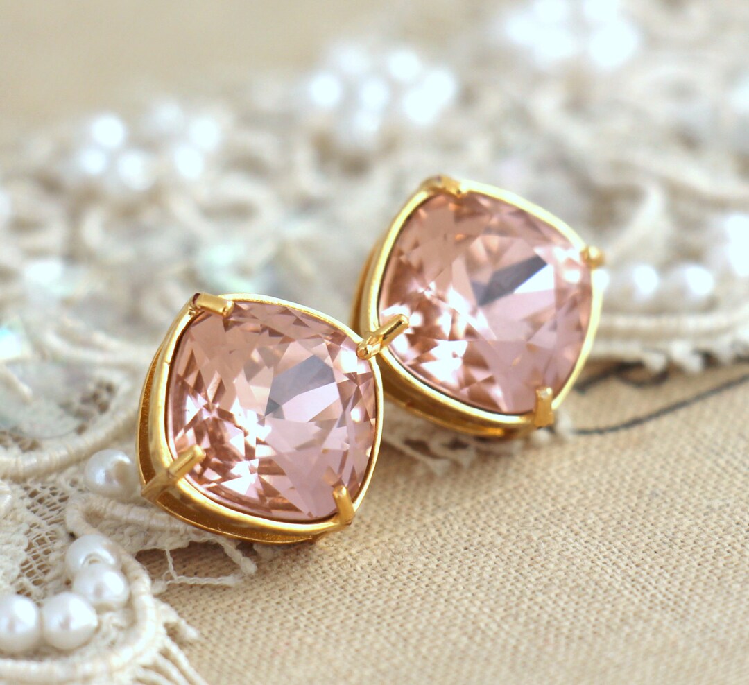 Blush Earrings, Blush Pink Earrings, Bridal Blush Eaeeings, Blush Stud ...
