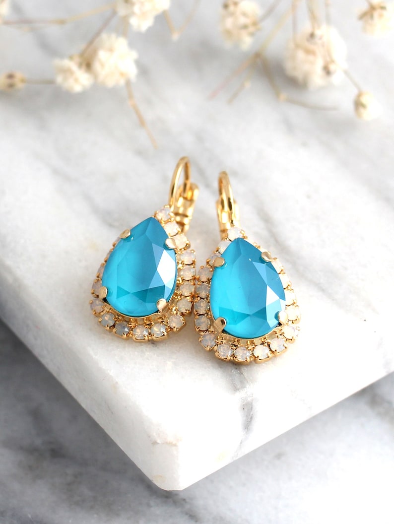 Turquoise Drop Earrings Light Blue Earrings Blue Earrings Etsy Australia