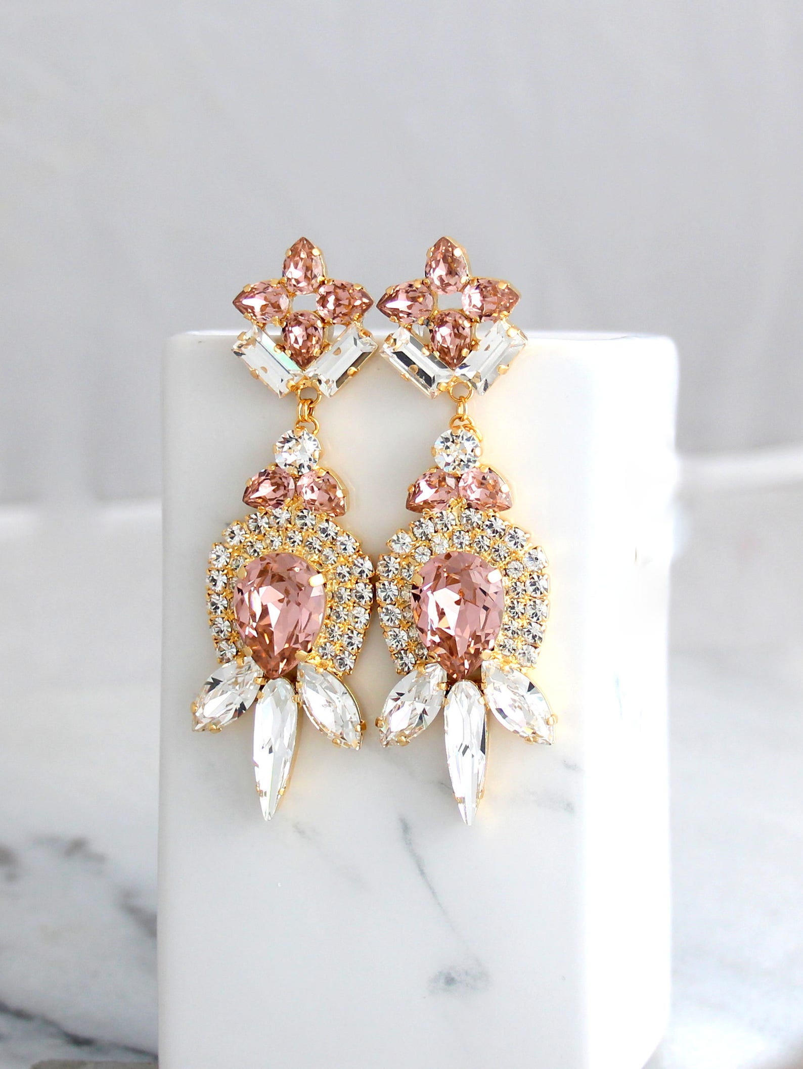 Blush Earrings Bridal Blush Earrings Earrings Etsy