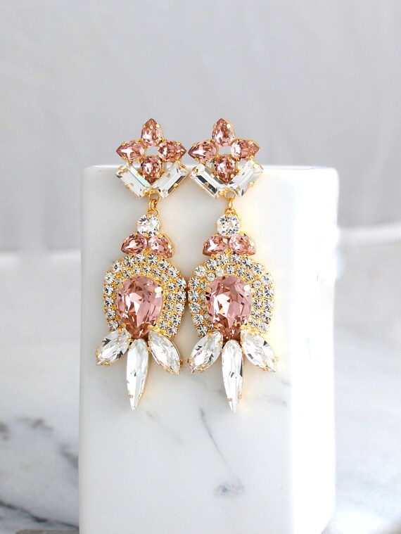 Blush Earrings Bridal Blush Earrings Earrings Etsy