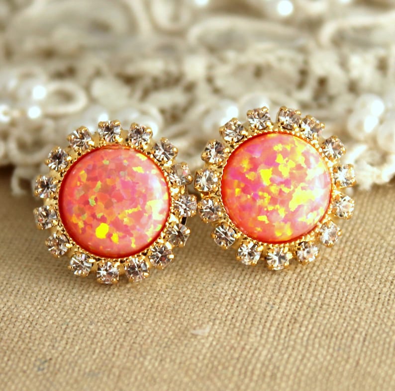 Opal Stud Earrings Opal Studs Fire Opal Earrings Gift for - Etsy