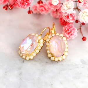 Pink Drop Earrings, Dusty Pink Drop Earrings, Pink Opal Drop Earrings ...
