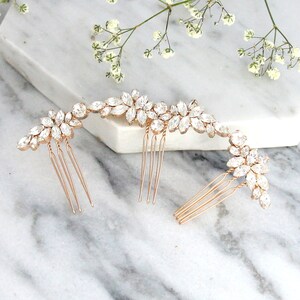 Bridal Hair Comb, Crystal Hair Comb, Hair Side Comb, Bridal Hair Accessories, Rose Gold Hair Comb,Bridal Silver Hair Comb, Bridal Jewelry image 3