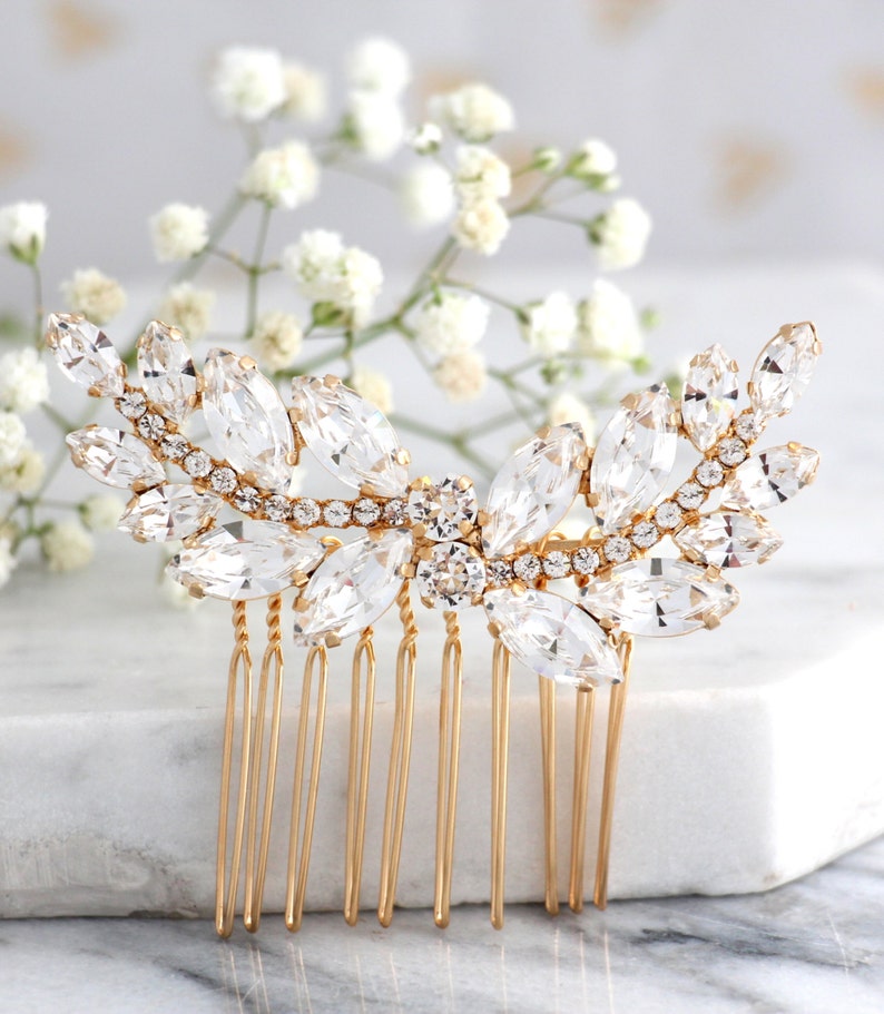 Bridal Hair Comb, Crystal Hair Comb, Rhinestone Hair Comb, Bridal Hair Accessories, Rose Gold Hair Comb, Bridal Silver Crystal Hair Comb image 3