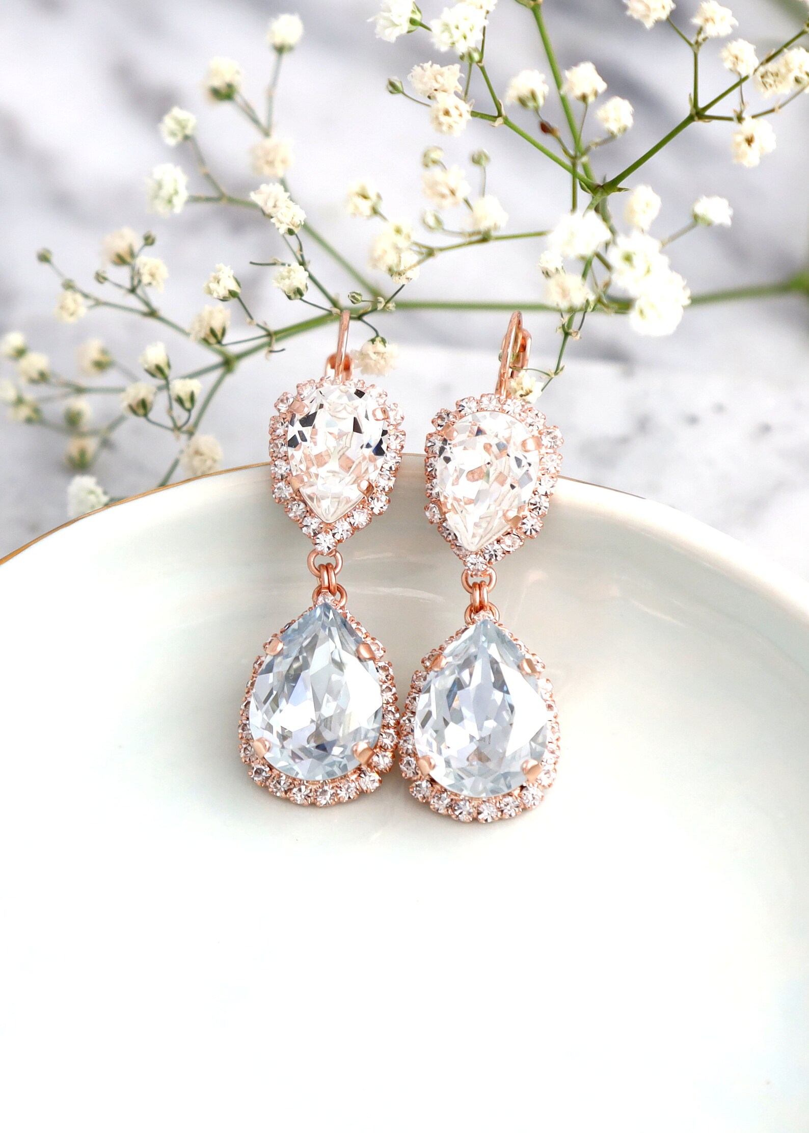 Dusty Blue Earrings Bridal Dusty Blue Drop Earrings Blue Etsy