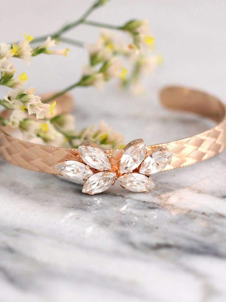 Bridal Bracelet Bohemian Crystal Bracelet Bridal Rose Gold Etsy