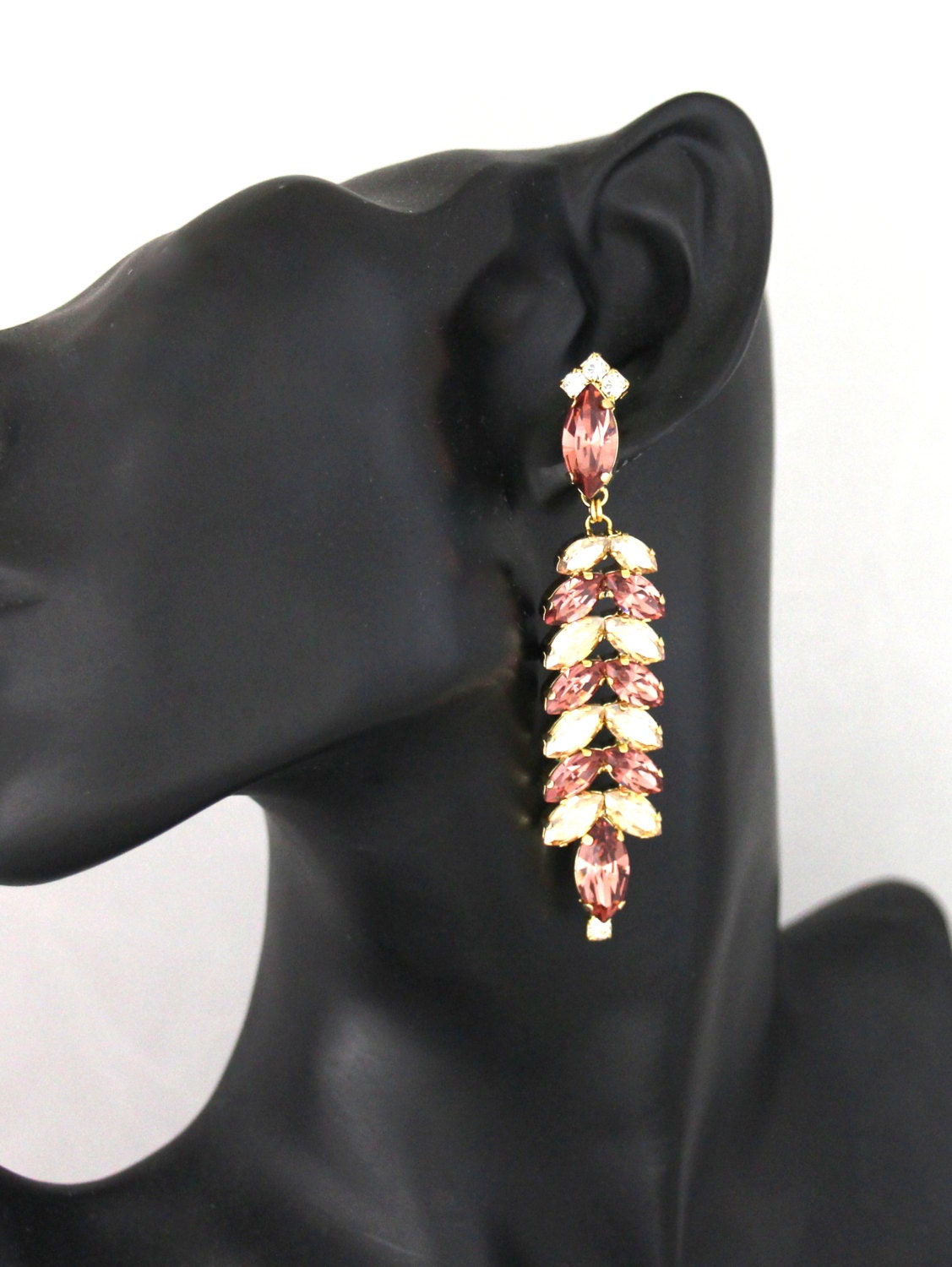 Blush Earrings Blush Pink Long Earrings Bridal Blush Dangle Etsy Israel