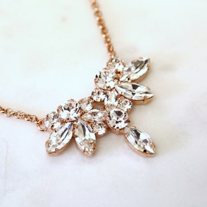 Bridal Necklace, Bridal Crystal Necklace, Bridal Rose Gold Necklace, Statement Bridal Rose Gold Bridal Necklace, Bridal Jewelry