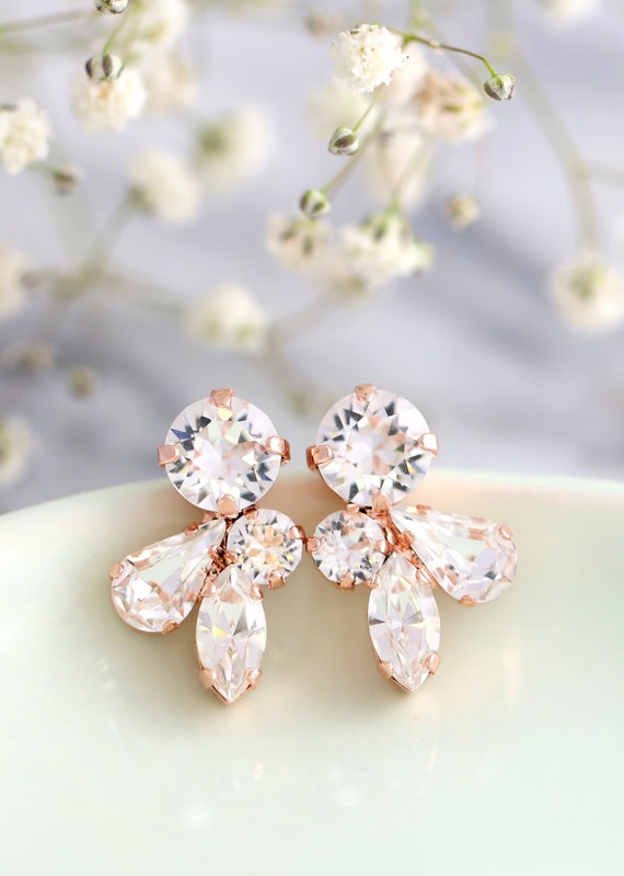 Bridal Crystal Earrings Bridal Cluster Crystal Stud Earrings Bridal Stud Earrings Bridesmaids Earrings Crystal Bridal Stud Earrings Etsy