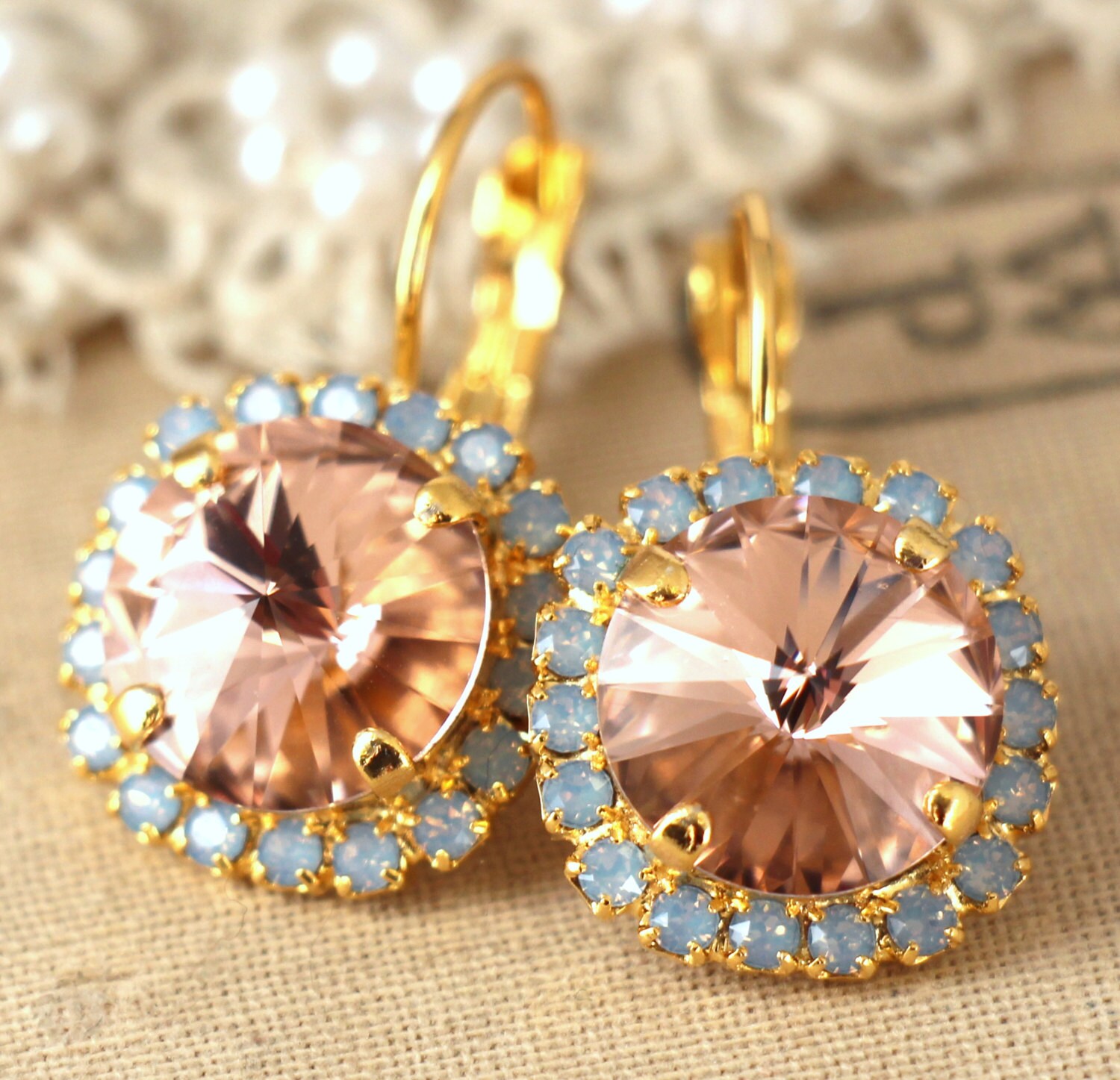 Blush EarringsSwarovski Blush Pink EarringsPink Aqua Etsy