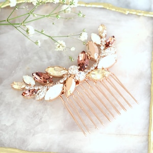 Bridal Hair Comb, Blush Pink Crystal Hair Comb, Blush Hair Comb, Bridal Hair Accessories, Rose Gold Hair Comb ,Bridal Pink Blush Jewelry