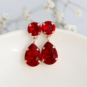 Red Ruby Chandelier Earrings, Red Ruby Crystal Classic Bridal Chandelier Earrings, Garnet Red Bridal Drop Earrings, Red Chandeliers image 9