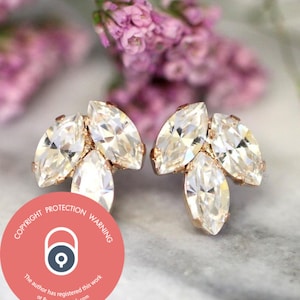 Bridal Clip On Crystal Earrings, Clip On Bridal Crystal Earrings, Bridal Cluster Earrings, Bridesmaids Clip On Earrings, Bridal Earrings image 5