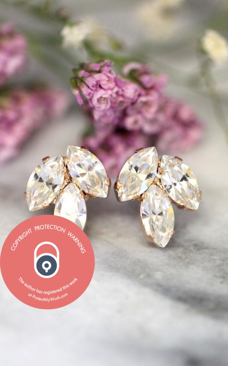 Bridal Clip On Crystal Earrings, Clip On Bridal Crystal Earrings, Bridal Cluster Earrings, Bridesmaids Clip On Earrings, Bridal Earrings image 5