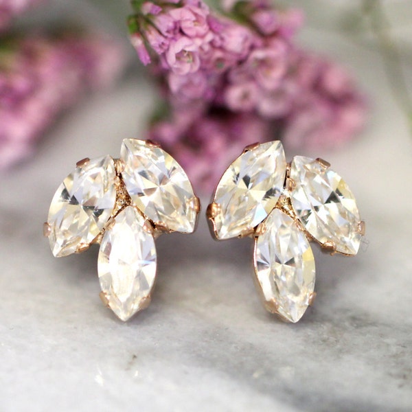 Bridal Clip On Crystal Earrings, Clip On Bridal Crystal Earrings, Bridal Cluster Earrings, Bridesmaids Clip On Earrings, Bridal Earrings