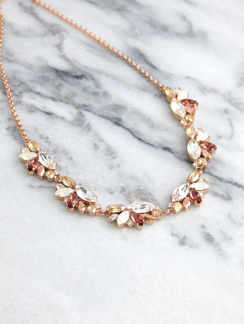 Blush Necklace Bridal Blush Necklace Swarovski Crystal Blush Etsy