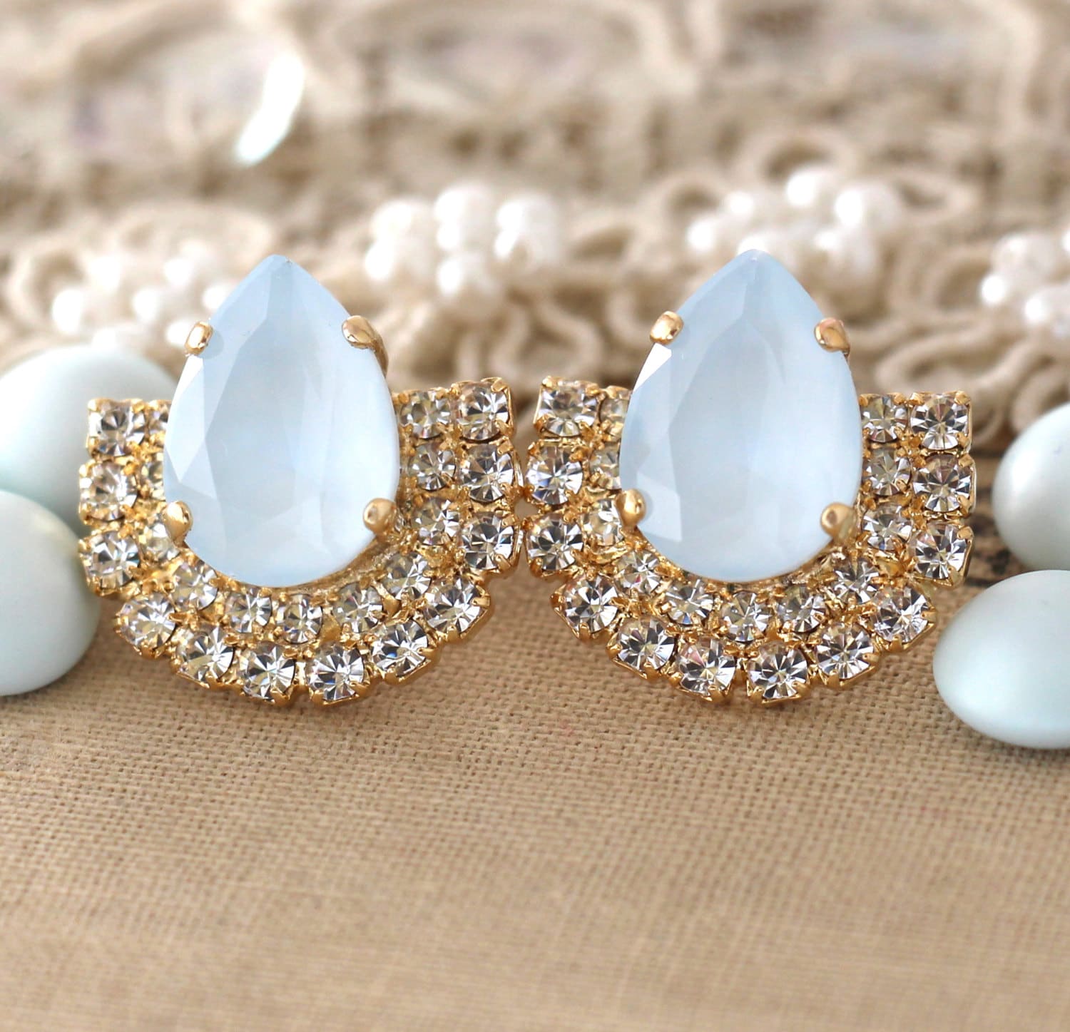Powder blue earrings deals