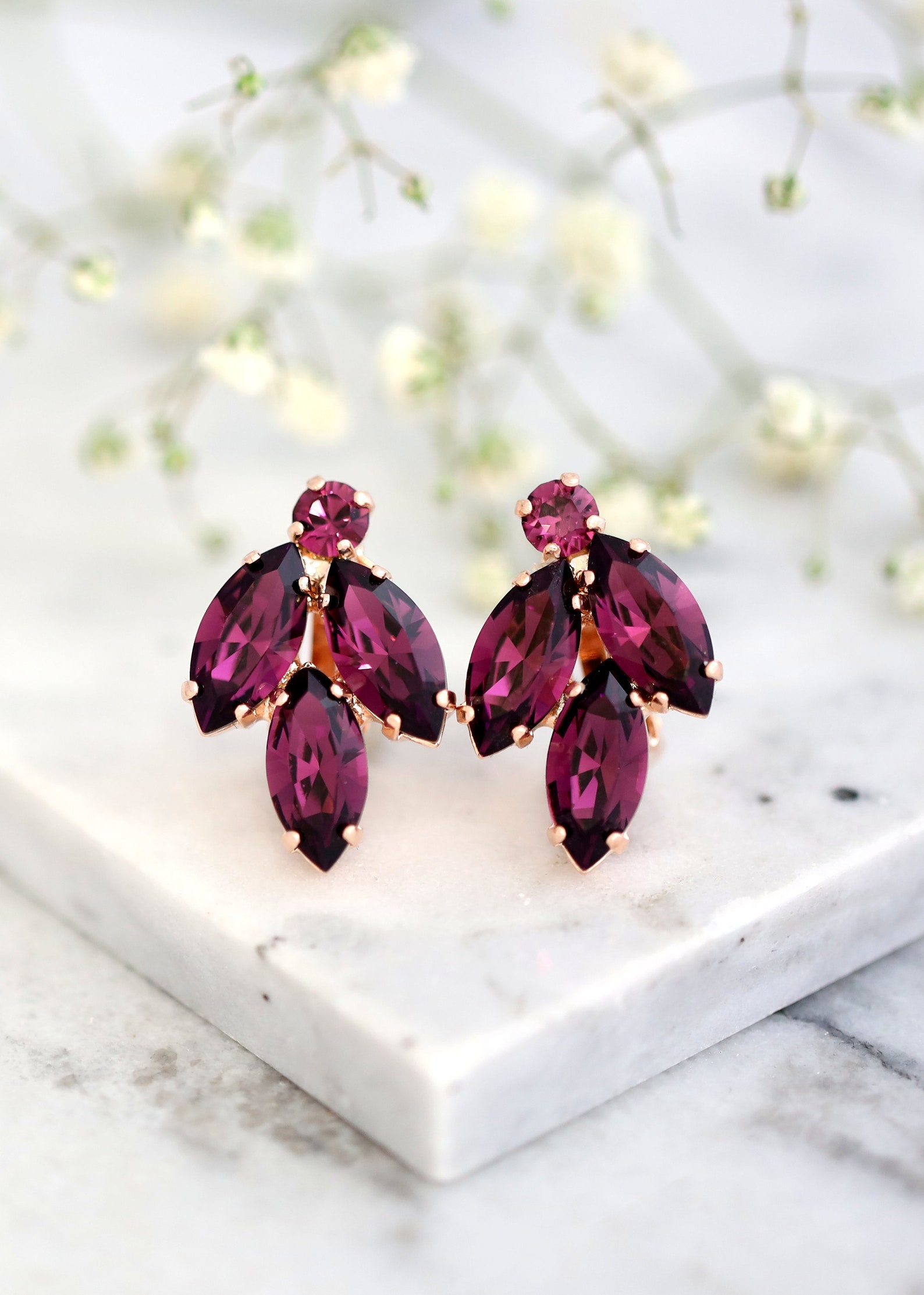 Ruby Resin Clip On Earring in Purple