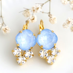 Powder Blue Earrings, Powder Blue Drop Crystal Earrings, Bridal Blue Earrings, Light Blue Crystal Earrings, Sky Blue Bridal Drop Earrings image 8