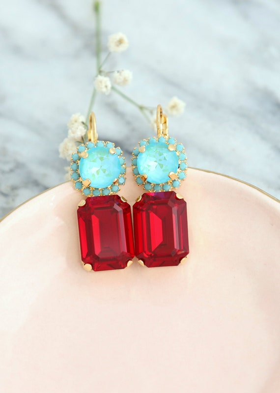 Red and cheap turquoise earrings