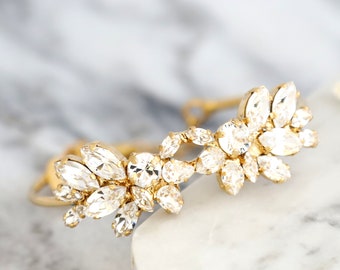 Bridal Crystal Bracelet, Bridal Gold Bangle Bracelet, Bridesmaids Bracelets, Bridal Crystal Cluster Rose Gold Bracelet, Crystal Bracelet