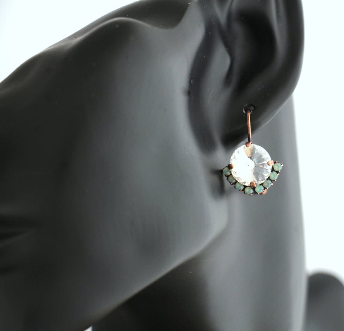 Crystal Mint Earrings Drop Earrings White Mint Drop Etsy