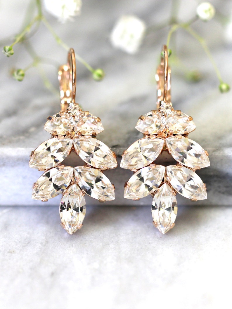Bridal Clear Crystal Drop Earrings, Bridal Drop Earrings, Bridal Classic Crystal Earrings, Bridesmaids Earrings, Bridal Crystal Earrings image 1