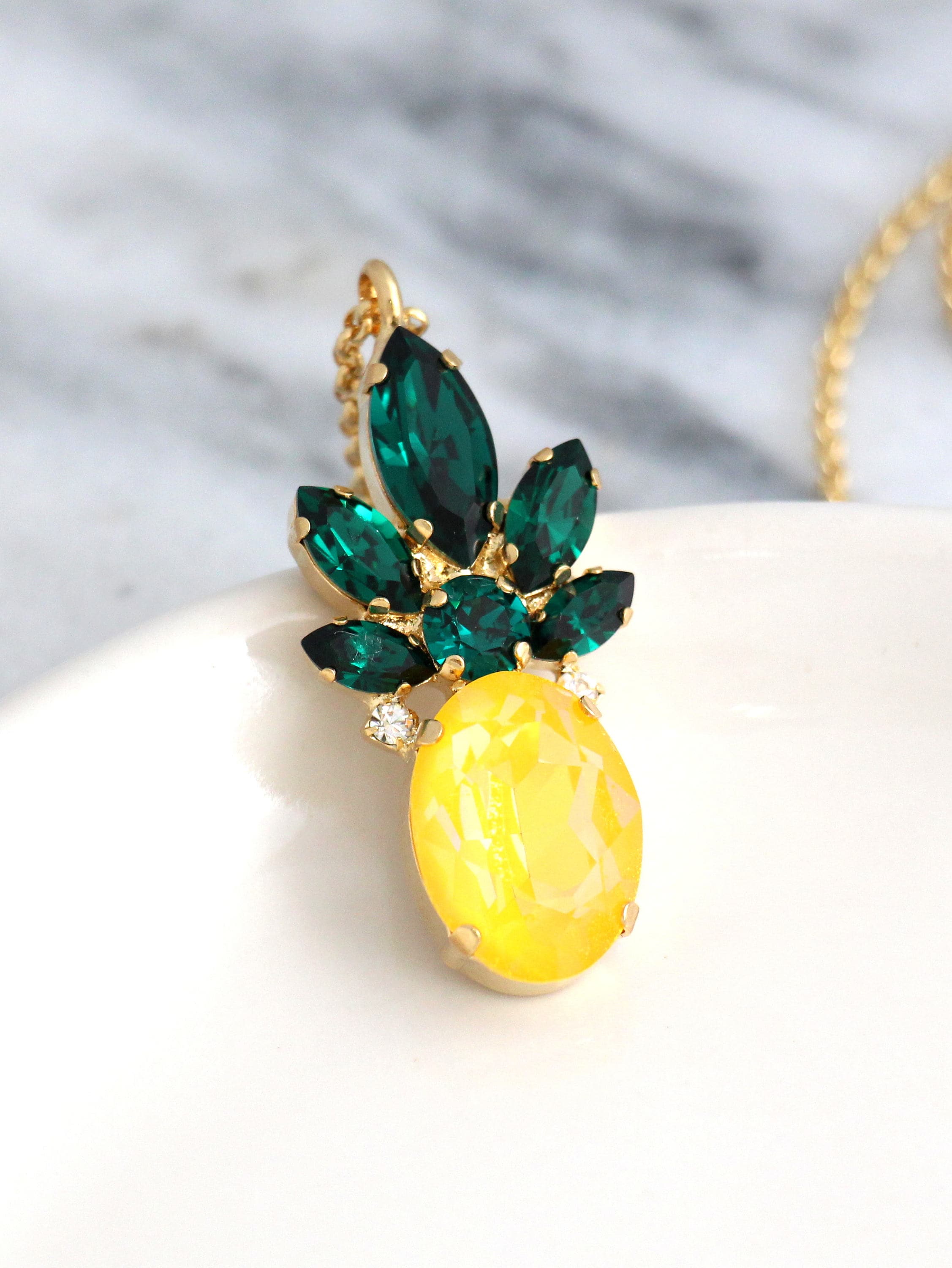 Pineapple Necklace Pineapple Gold Necklace Tropical Wedding Etsy