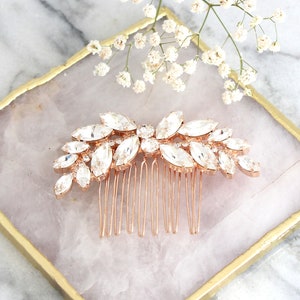 Bridal Hair Comb, Bridal Hair Crystal Comb, Rhinestone Hair Comb, Bridal Hair Accessories, Rose Gold Hair Comb, Bridal Silver Hair Comb Rose Gold finish