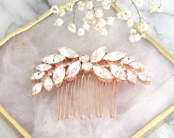 Bridal Hair Comb, Bridal Hair Crystal Comb, Rhinestone Hair Comb, Bridal Hair Accessories, Rose Gold Hair Comb, Bridal Silver Hair Comb