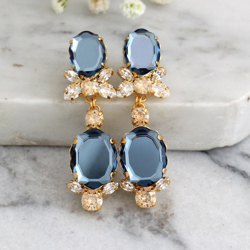 Retro Blue Drop Earrings main image 0