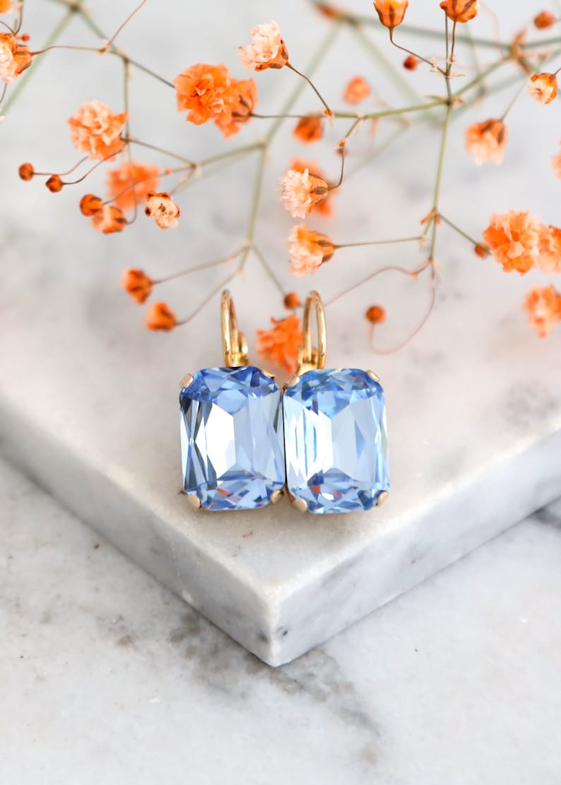 Blue Drop Earrings, Aquamarine Drop Earrings, Bridal Blue Earrings, Light Blue Crystal Earrings, Gift For Her, Bridesmaids Blue Earrings image 1